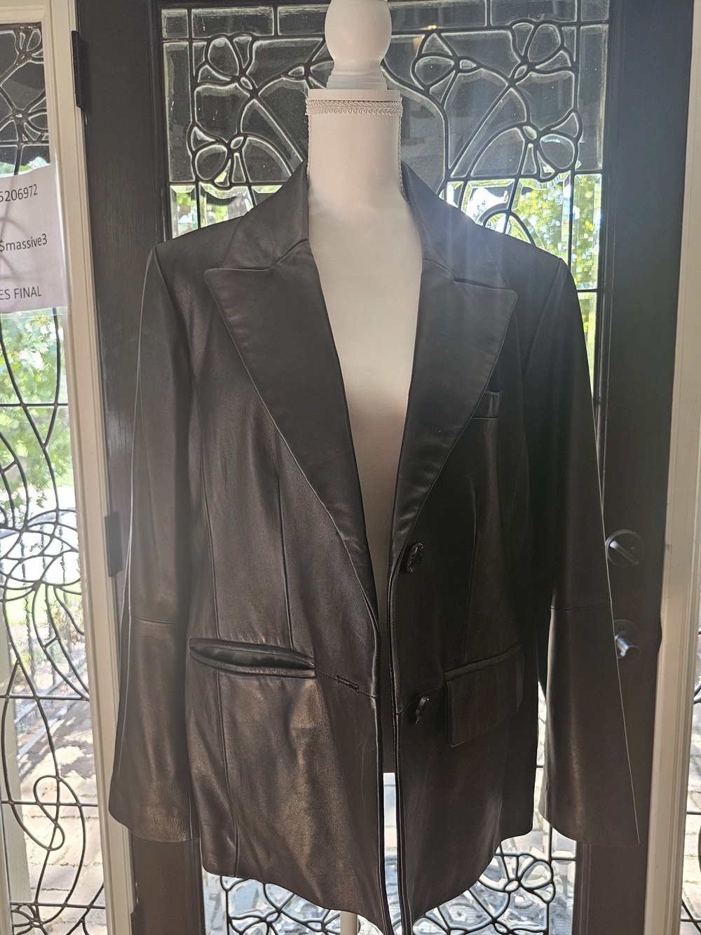 Anne Klein Black Leather Blazer Jacket